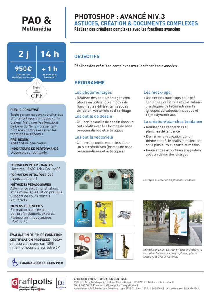 Photoshop programme de formation niveau 3